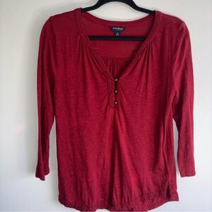 Lucky Brand Deep Red Button-Front Blouse